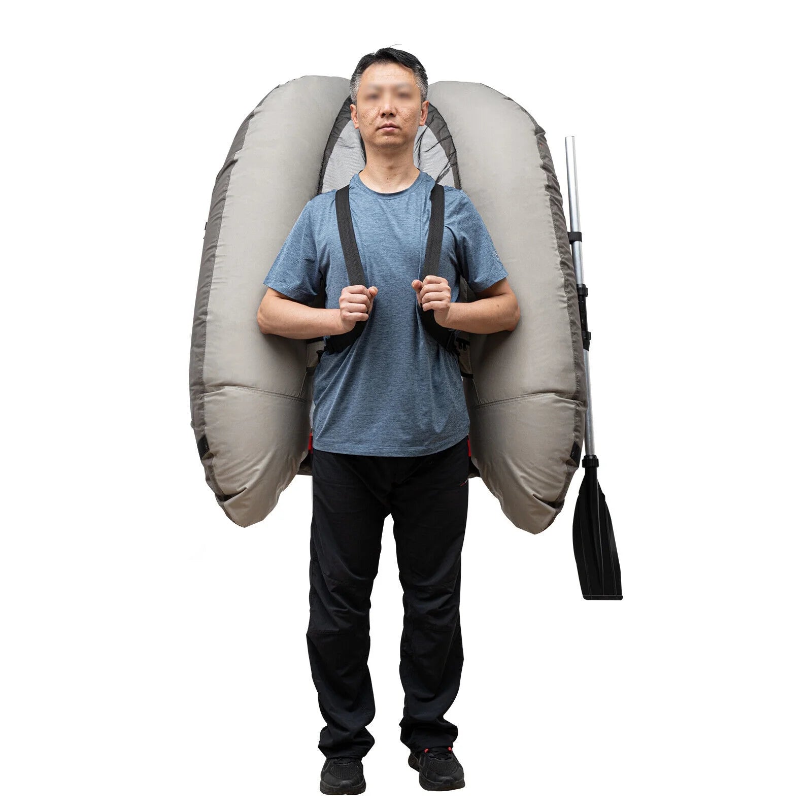 Portable Inflatable Fishing Boat Raft Backrest Adjustable Angle Inflatable Fishing Boat W/Hand Air Pump