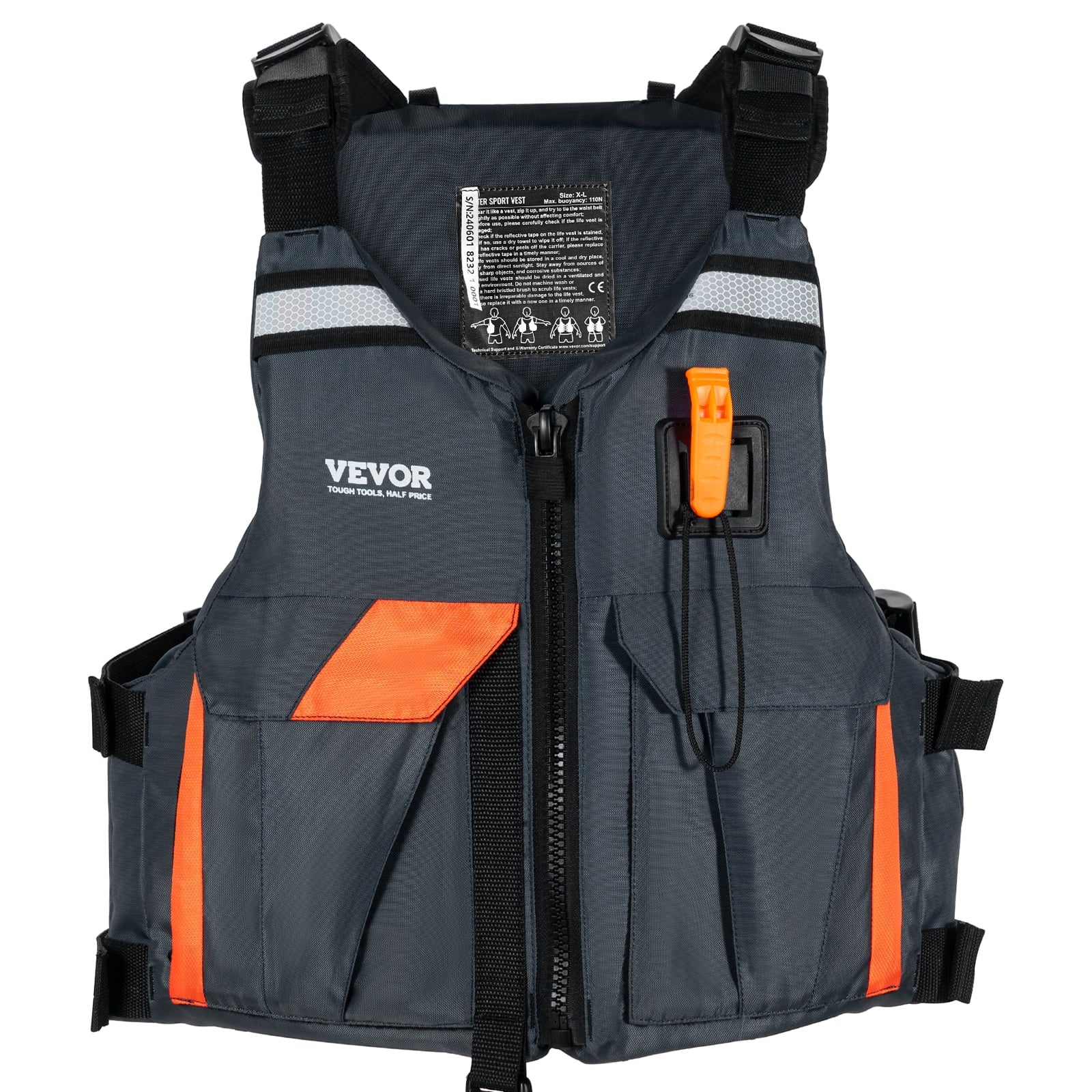 Life Vest for Watersports (PFD), Life Jacket with Waterproof Nylon & 110N Buoyancy, Life Vest/Jacket for Any Water Activity-Fishing, Kayaking, Surfing and More, Men and Women XL