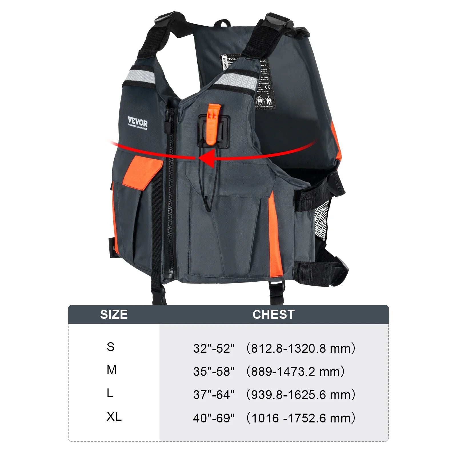 Life Vest for Watersports (PFD), Life Jacket with Waterproof Nylon & 110N Buoyancy, Life Vest/Jacket for Any Water Activity-Fishing, Kayaking, Surfing and More, Men and Women XL