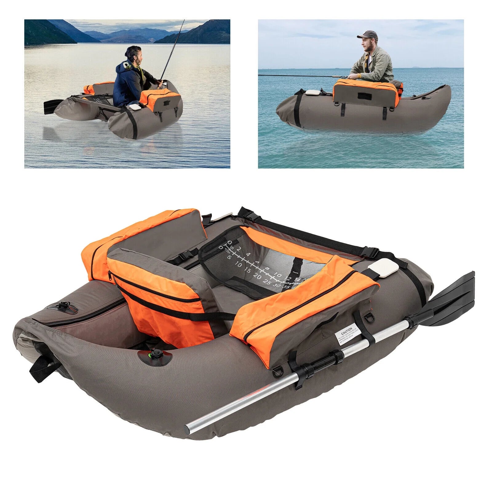 Portable Inflatable Fishing Boat Raft Backrest Adjustable Angle Inflatable Fishing Boat W/Hand Air Pump