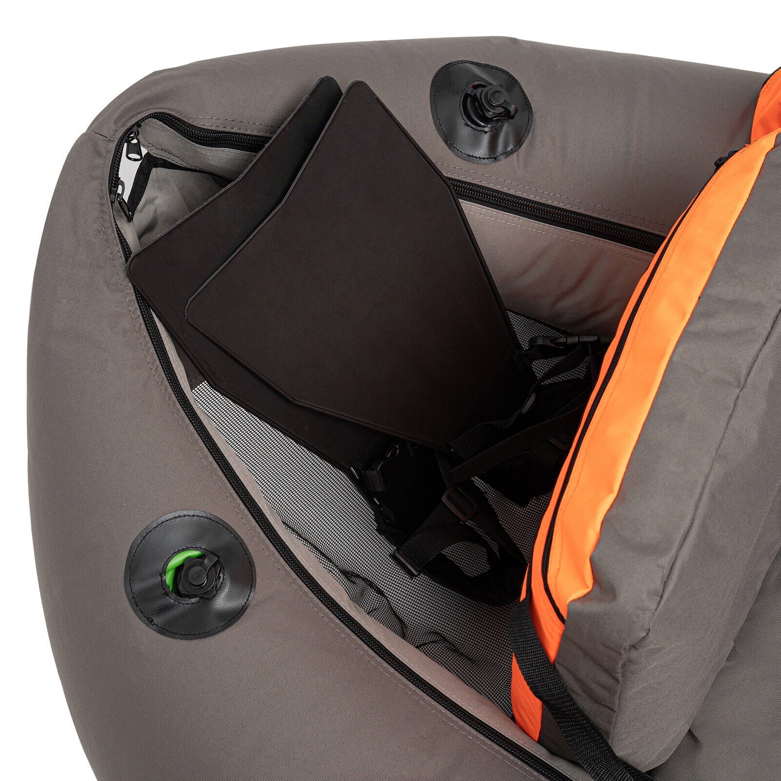 Portable Inflatable Fishing Boat Raft Backrest Adjustable Angle Inflatable Fishing Boat W/Hand Air Pump