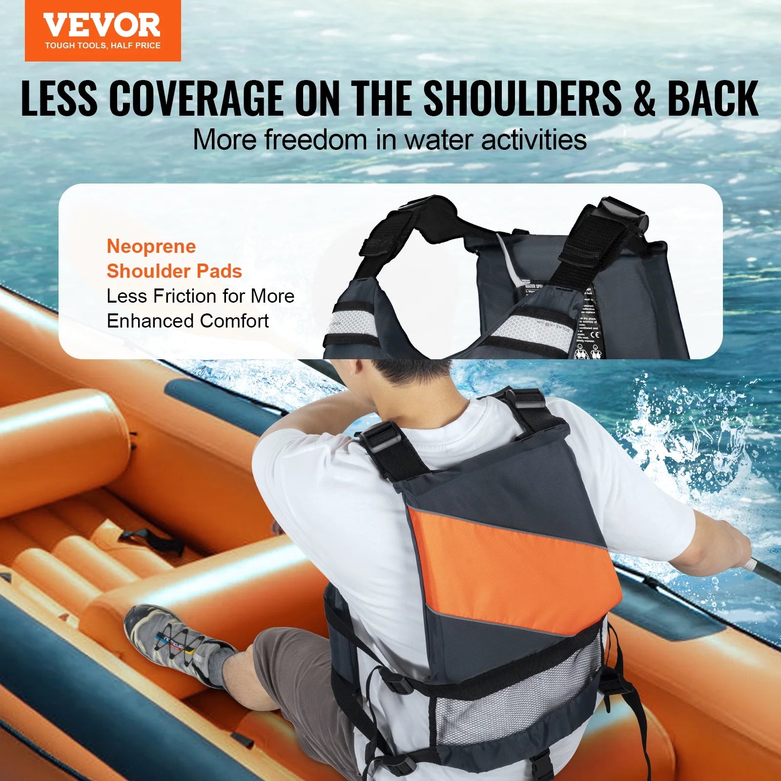Life Vest for Watersports (PFD), Life Jacket with Waterproof Nylon & 110N Buoyancy, Life Vest/Jacket for Any Water Activity-Fishing, Kayaking, Surfing and More, Men and Women XL
