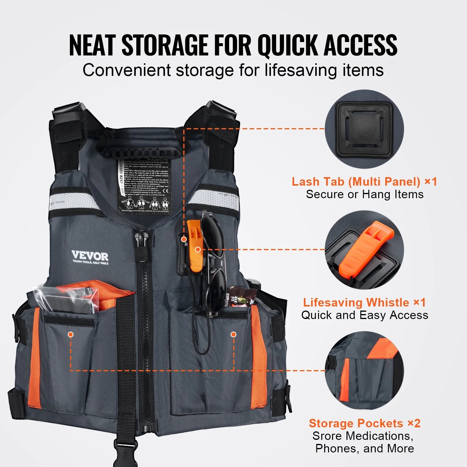 Life Vest for Watersports (PFD), Life Jacket with Waterproof Nylon & 110N Buoyancy, Life Vest/Jacket for Any Water Activity-Fishing, Kayaking, Surfing and More, Men and Women XL