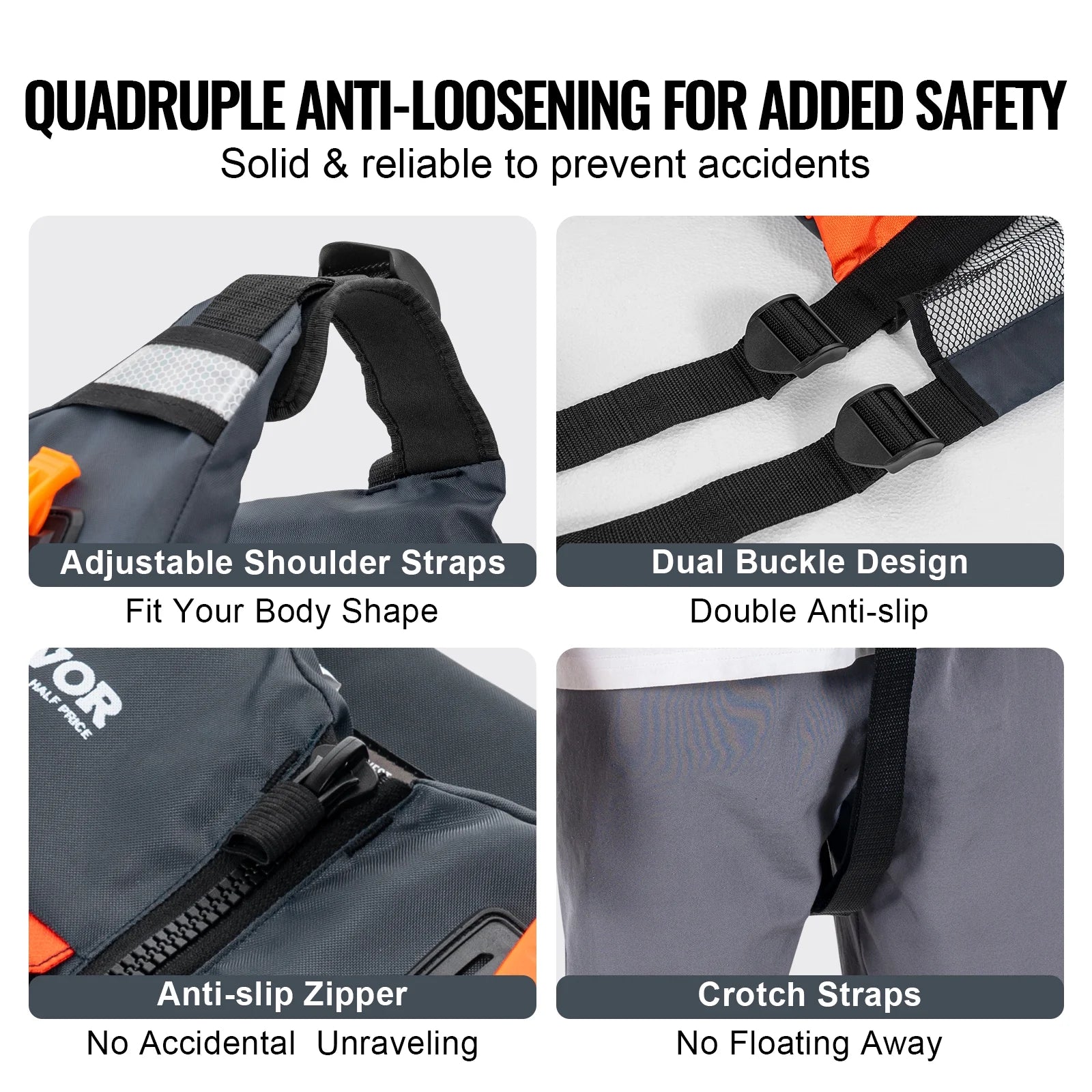 Life Vest for Watersports (PFD), Life Jacket with Waterproof Nylon & 110N Buoyancy, Life Vest/Jacket for Any Water Activity-Fishing, Kayaking, Surfing and More, Men and Women XL