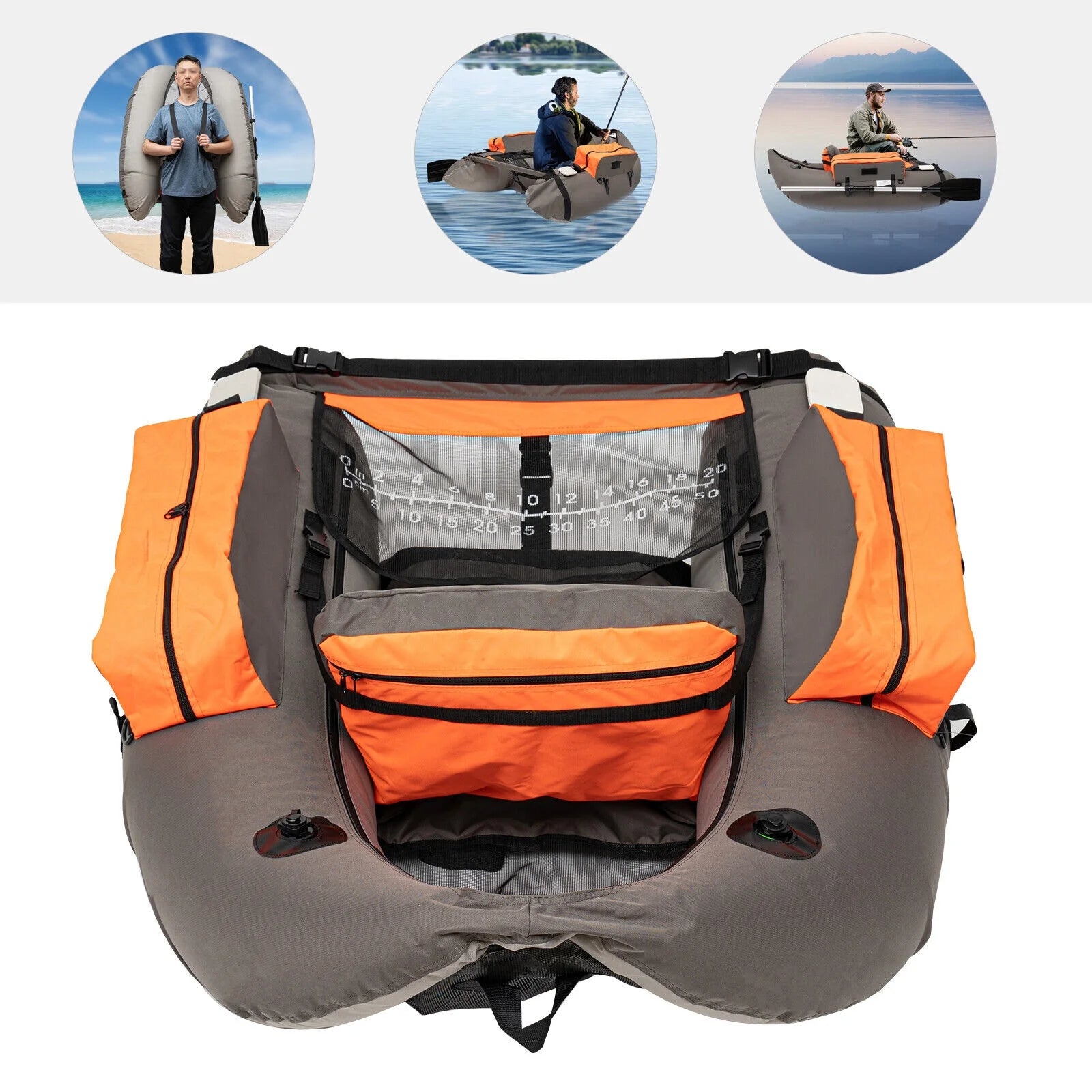 Portable Inflatable Fishing Boat Raft Backrest Adjustable Angle Inflatable Fishing Boat W/Hand Air Pump
